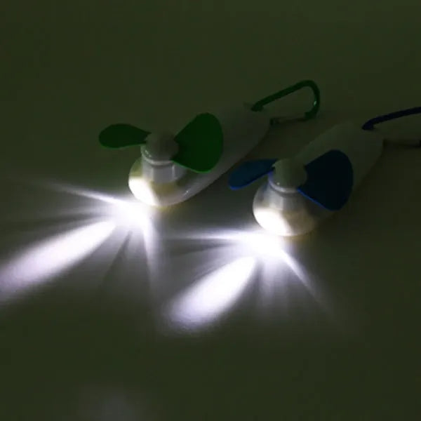 Mini Clip-On Fan with LED Light and Carabiner Attachment