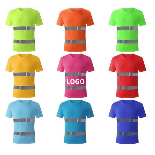 Double Stripe Reflective Crew Neck Short Sleeve