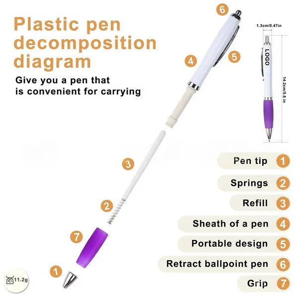 Press-Type Plastic Barrel Ballpoint Pen