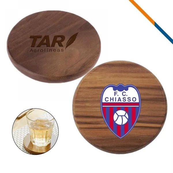 Brock Walnut Round Coaster