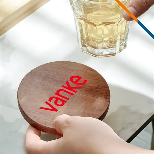 Brock Walnut Round Coaster