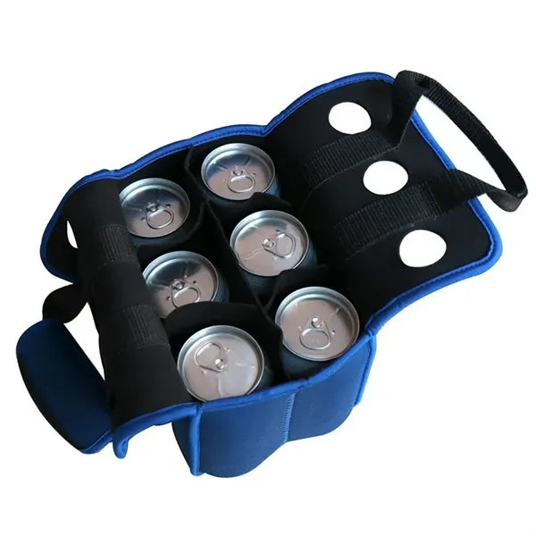 Neoprene Handheld 6-Bottle Sleeve Beer Cooler Tote Bag