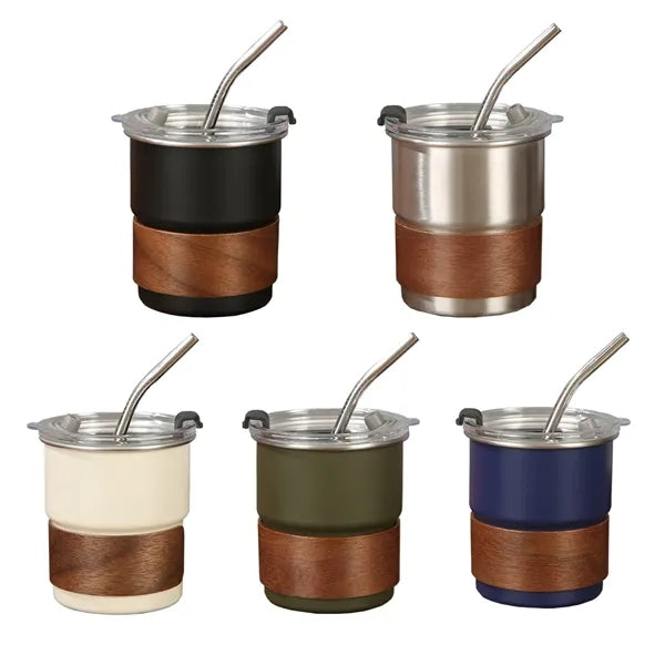 10oz Vacuum Insulated Stainless Steel Mug with Wooden Insula