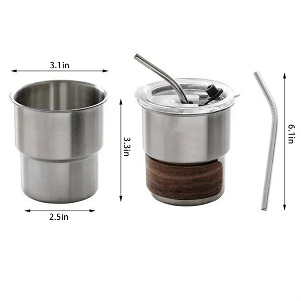 10oz Vacuum Insulated Stainless Steel Mug with Wooden Insula