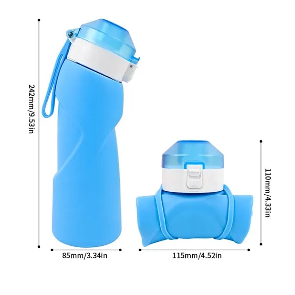 24oz Collapsible Silicone Travel Water Bottle Leakproof