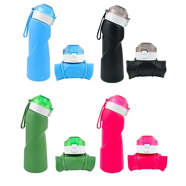 24oz Collapsible Silicone Travel Water Bottle Leakproof