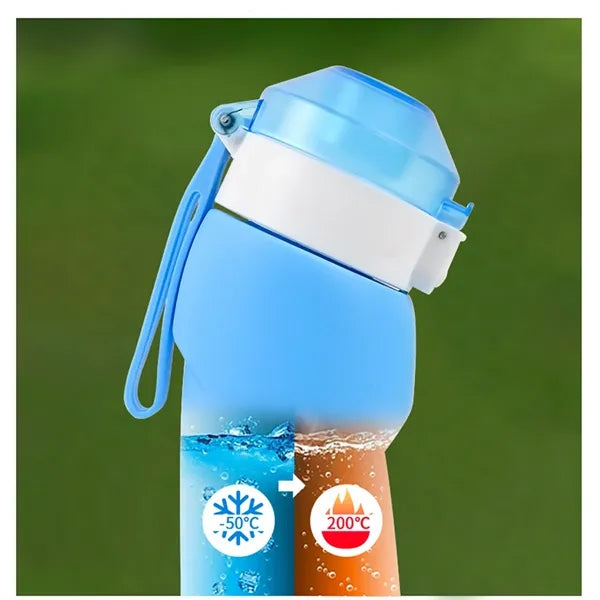 24oz Collapsible Silicone Travel Water Bottle Leakproof