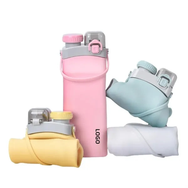 20oz Double Lid Foldable Silicone Sports Bottle