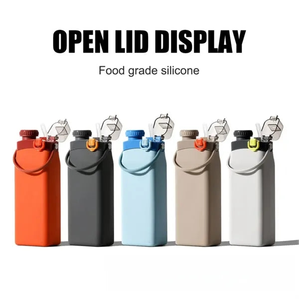 20oz Double Lid Foldable Silicone Sports Bottle