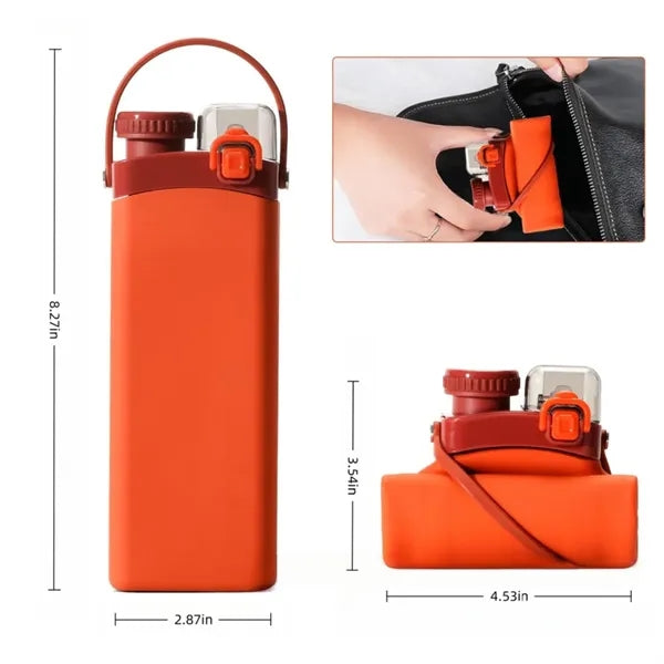 20oz Double Lid Foldable Silicone Sports Bottle