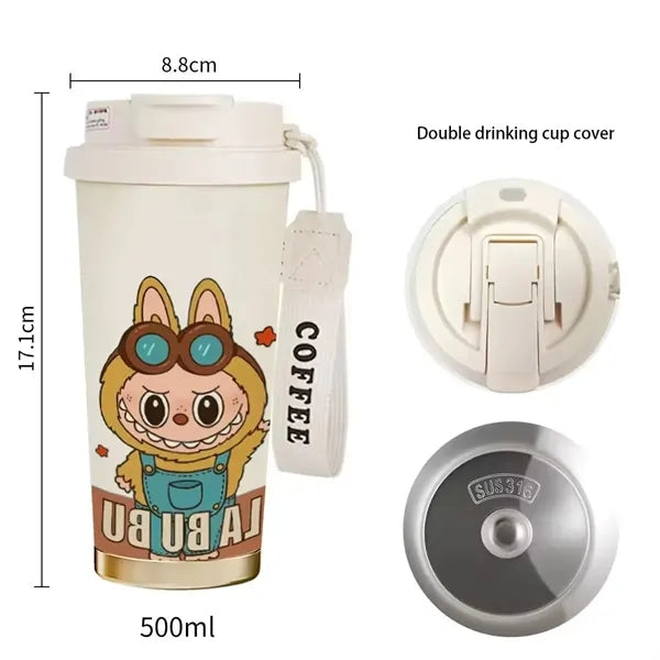 20oz Cute Labubu Travel Coffee Mug with Straw Lid