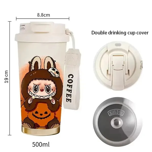 20oz Cute Labubu Travel Coffee Mug with Straw Lid