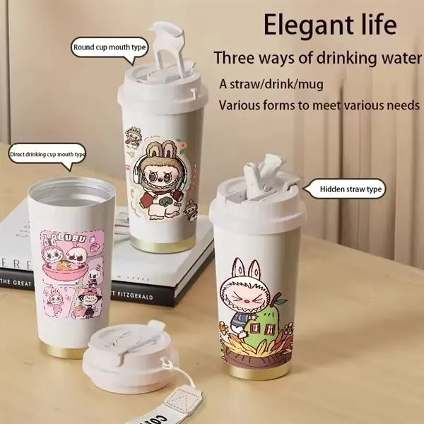 20oz Cute Labubu Travel Coffee Mug with Straw Lid
