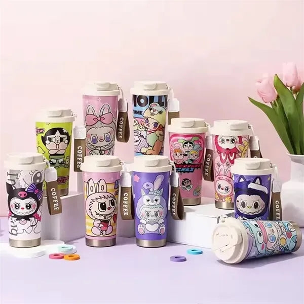 20oz Cute Labubu Travel Coffee Mug with Straw Lid