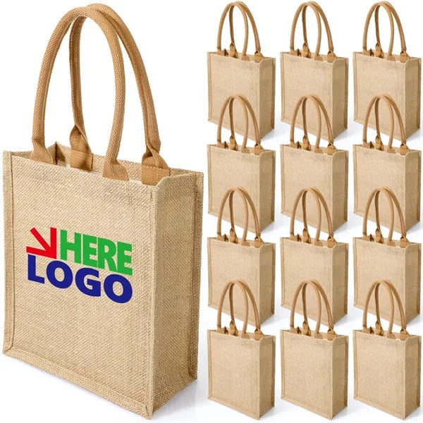 Jute Tote Bag with Waterproof Lining and Handle