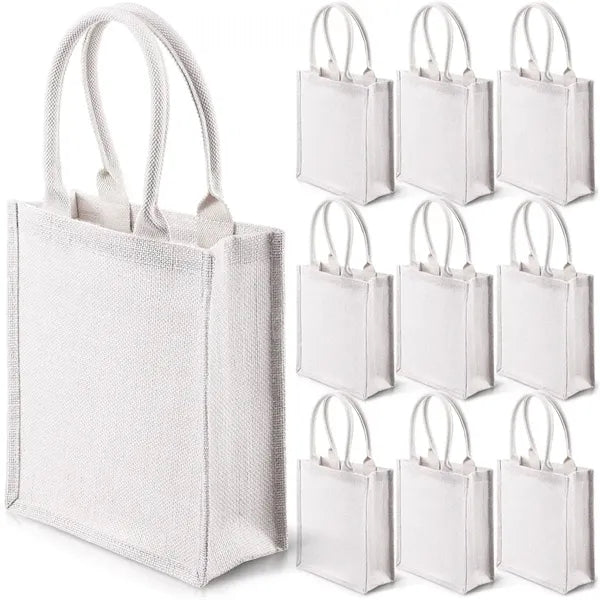 Jute Tote Bag with Waterproof Lining and Handle