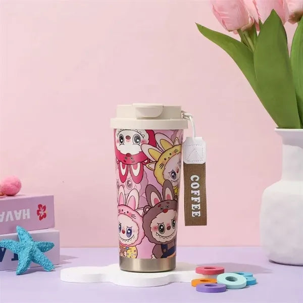 20oz Cute Labubu Travel Coffee Mug with Straw Lid