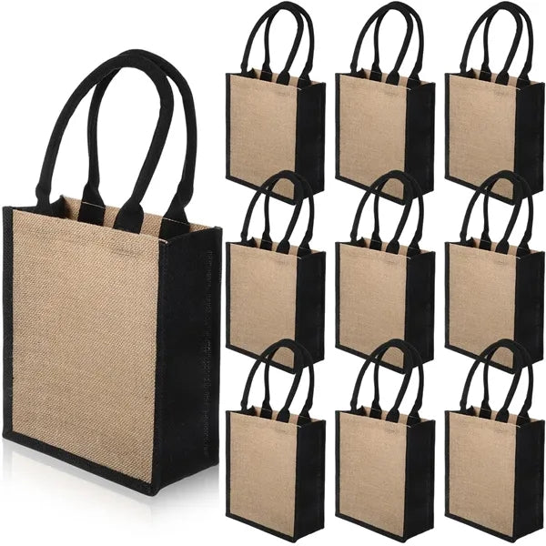 Jute Tote Bag with Waterproof Lining and Handle