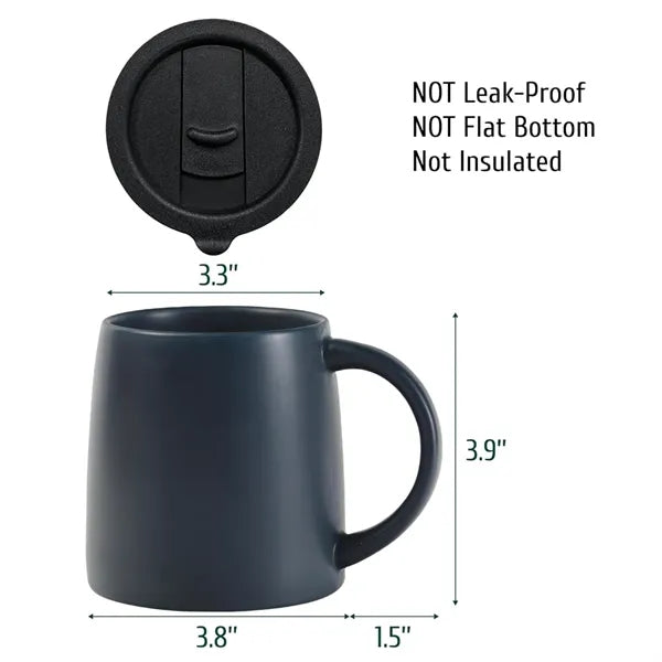 14oz Classic Ceramic Coffee Mug with Handle with Sliding Lid