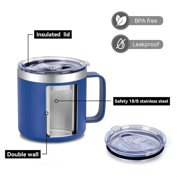 12 oz Insulated Coffee Mug Tumbler with Handle Sliding Lid