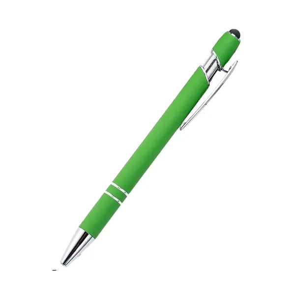 Streamlined Metal Ballpoint Pen With Double Ring Accents