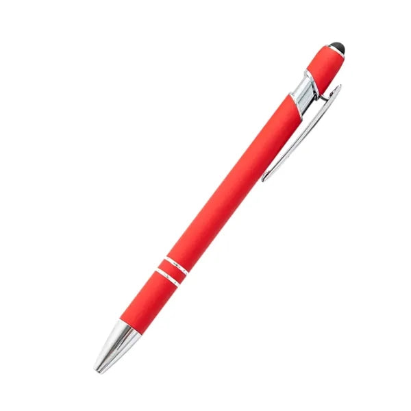 Streamlined Metal Ballpoint Pen With Double Ring Accents
