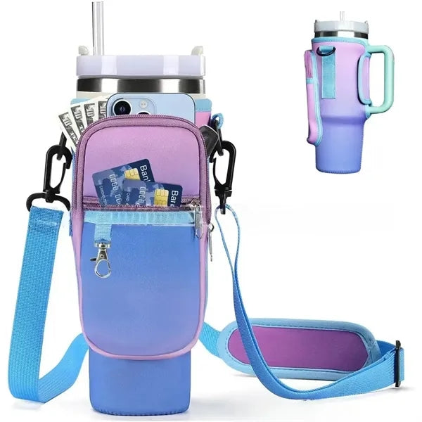 Water Bottle Carrier Bag with Phone Pocket for 40oz