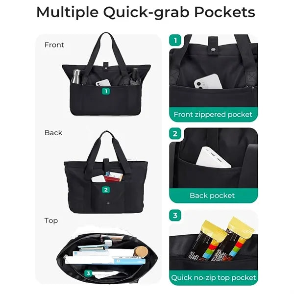 Foldable Zipper Tote Bag for Women Large Travel Shoulder Bag