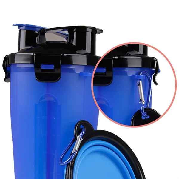 Portable Outdoor Pet Feed Water Cup with Foldable Food Bowl