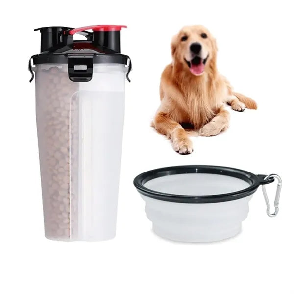 Portable Outdoor Pet Feed Water Cup with Foldable Food Bowl