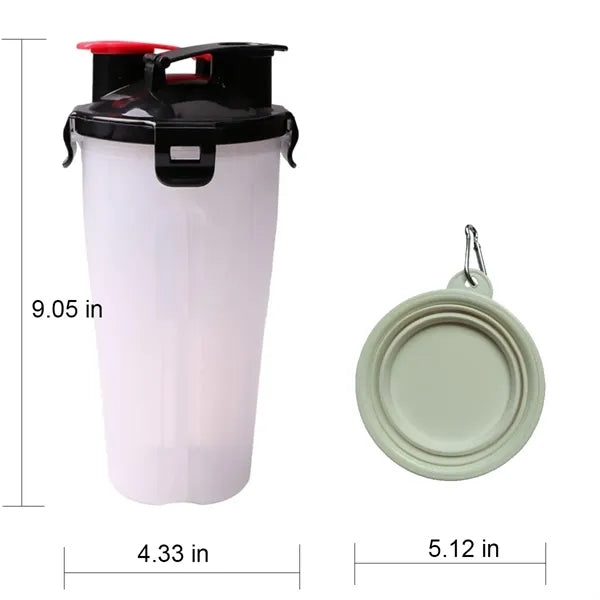 Portable Outdoor Pet Feed Water Cup with Foldable Food Bowl