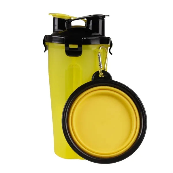 Portable Outdoor Pet Feed Water Cup with Foldable Food Bowl
