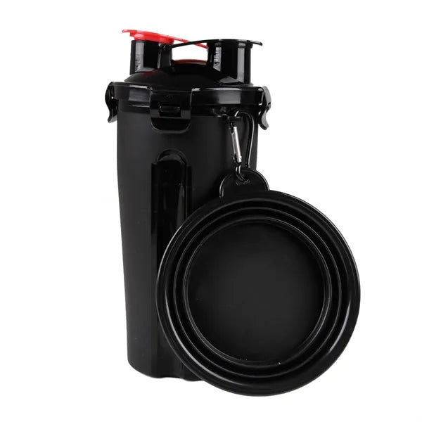 Portable Outdoor Pet Feed Water Cup with Foldable Food Bowl