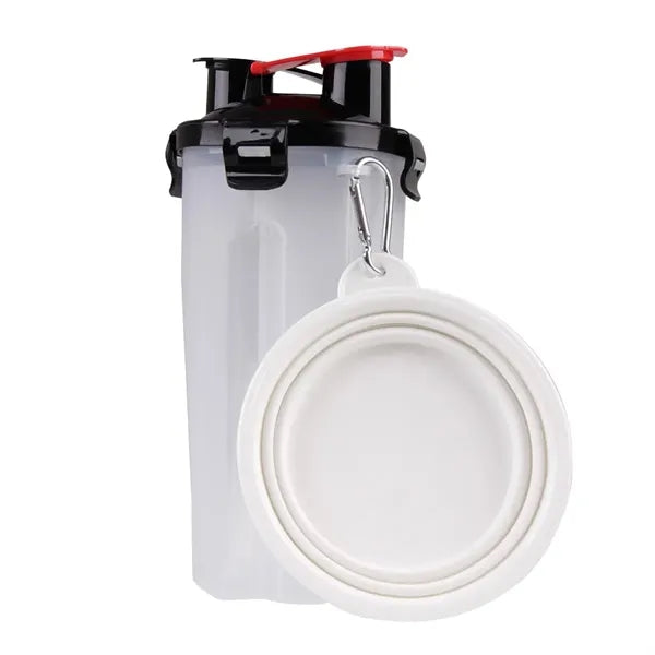 Portable Outdoor Pet Feed Water Cup with Foldable Food Bowl