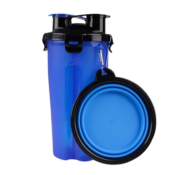 Portable Outdoor Pet Feed Water Cup with Foldable Food Bowl