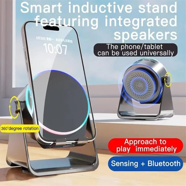 Wireless Induction Phone Stand with Bluetooth Speaker