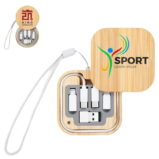 Bamboo Storage Data Cable KIT-Wheat Straw C-to-C + Adapters