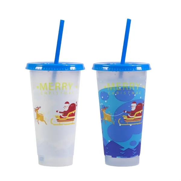Color Changing Cups With Lid and Straw