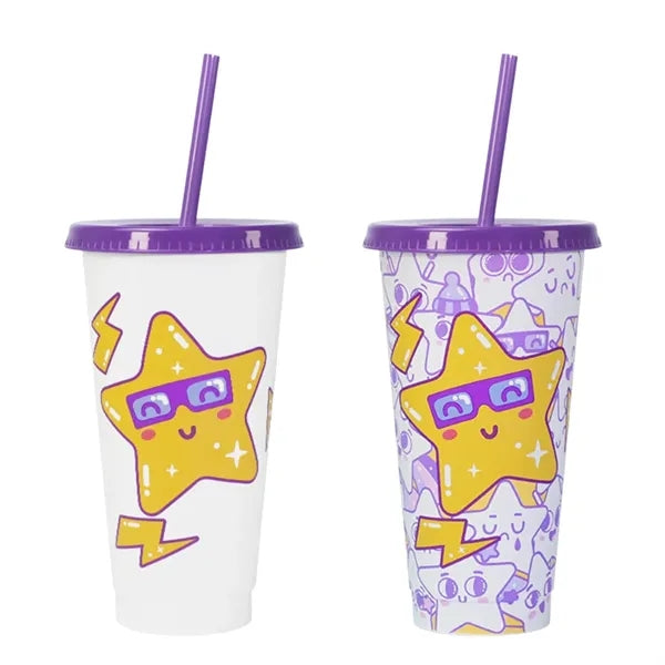 Color Changing Cups With Lid and Straw