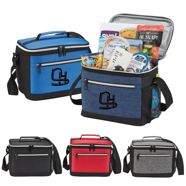 9 Can Oxford Cloth Lunch Cooler Bag With Front Zipper Pocke
