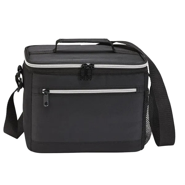 9 Can Oxford Cloth Lunch Cooler Bag With Front Zipper Pocke