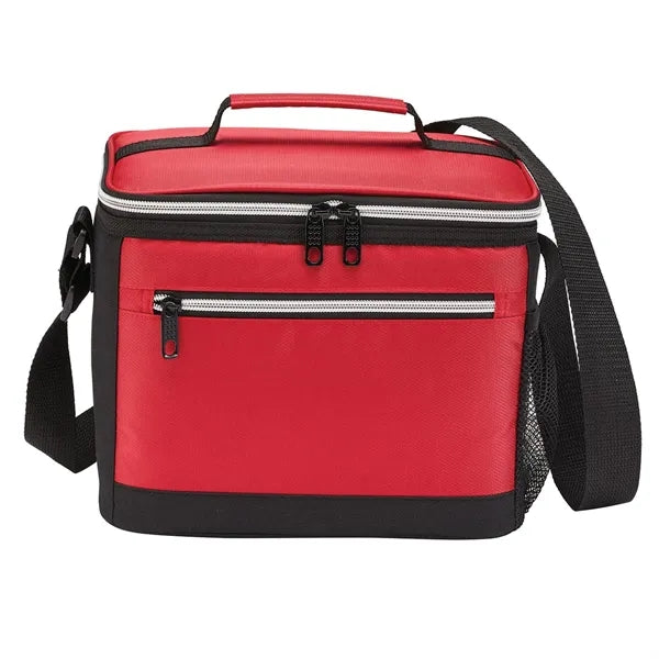 9 Can Oxford Cloth Lunch Cooler Bag With Front Zipper Pocke