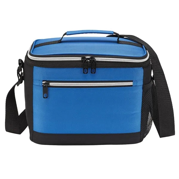 9 Can Oxford Cloth Lunch Cooler Bag With Front Zipper Pocke