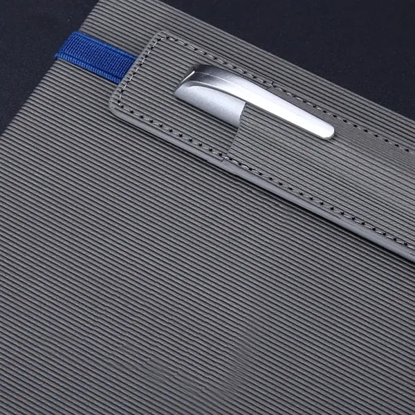 A5 Textured Notebook with with External Pen Holder Strap