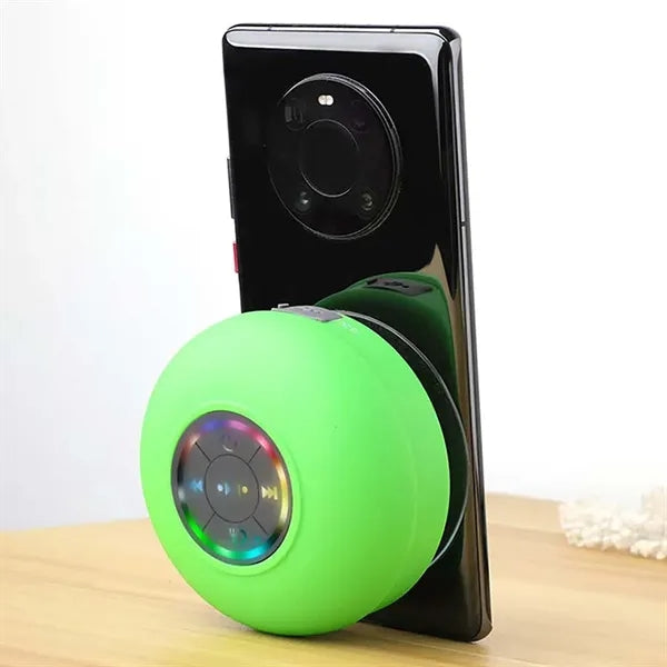 Waterproof Bluetooth Speaker with LED Light and Suction Cup