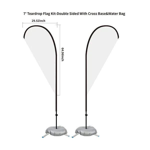 7' Teardrop Flag Kit-Double Sided With Optional Base