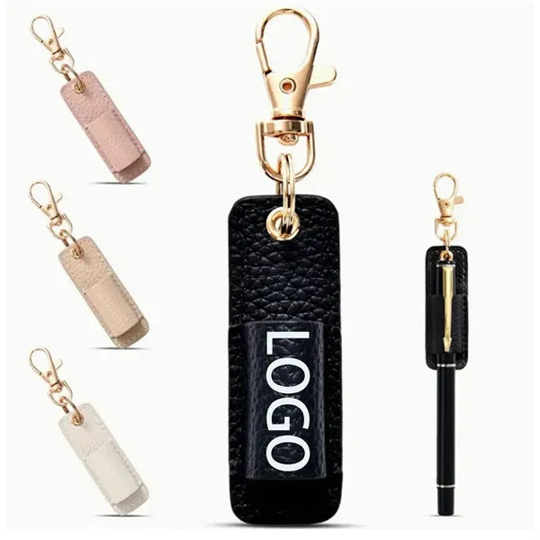 Leather Keychain With Pen Clip