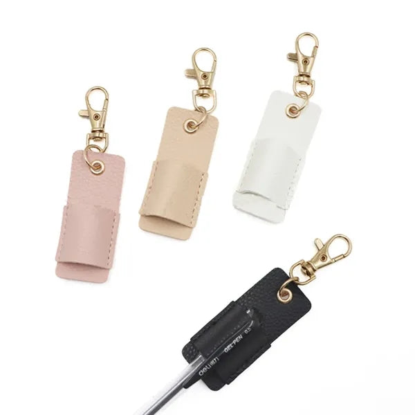 Leather Keychain With Pen Clip