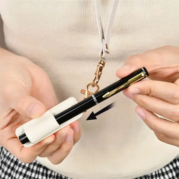 Leather Keychain With Pen Clip