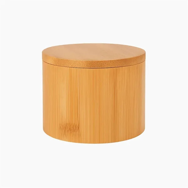 Engraved Bamboo Salt Box With Swivel Lid